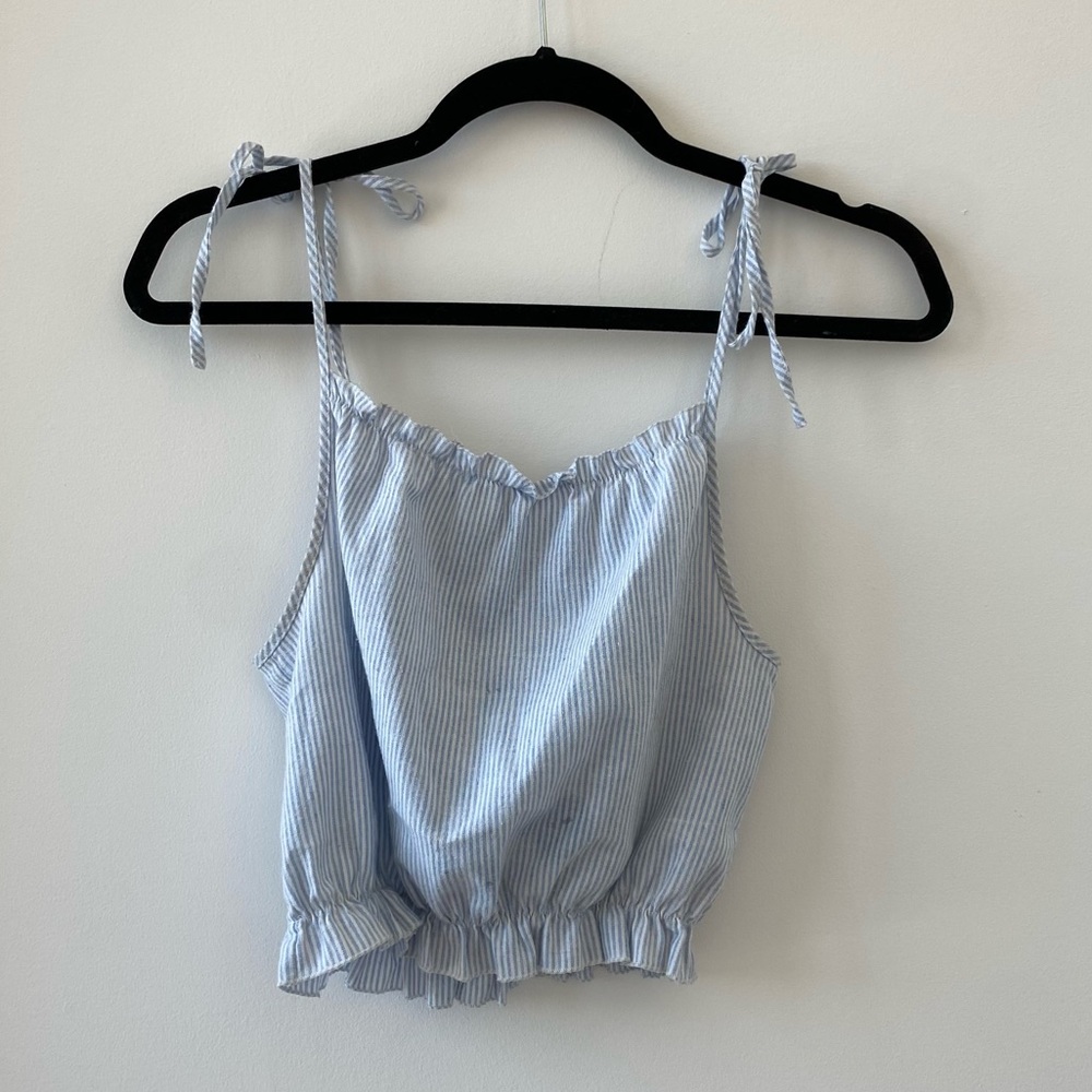 Brandy Melville Blue and White Stripped Crop Tank